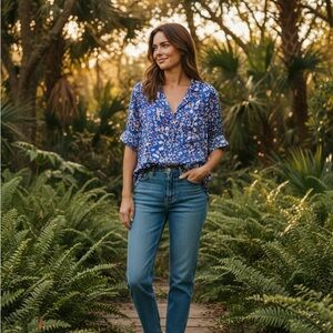 Open edit size small used Blue Floral Women's Top